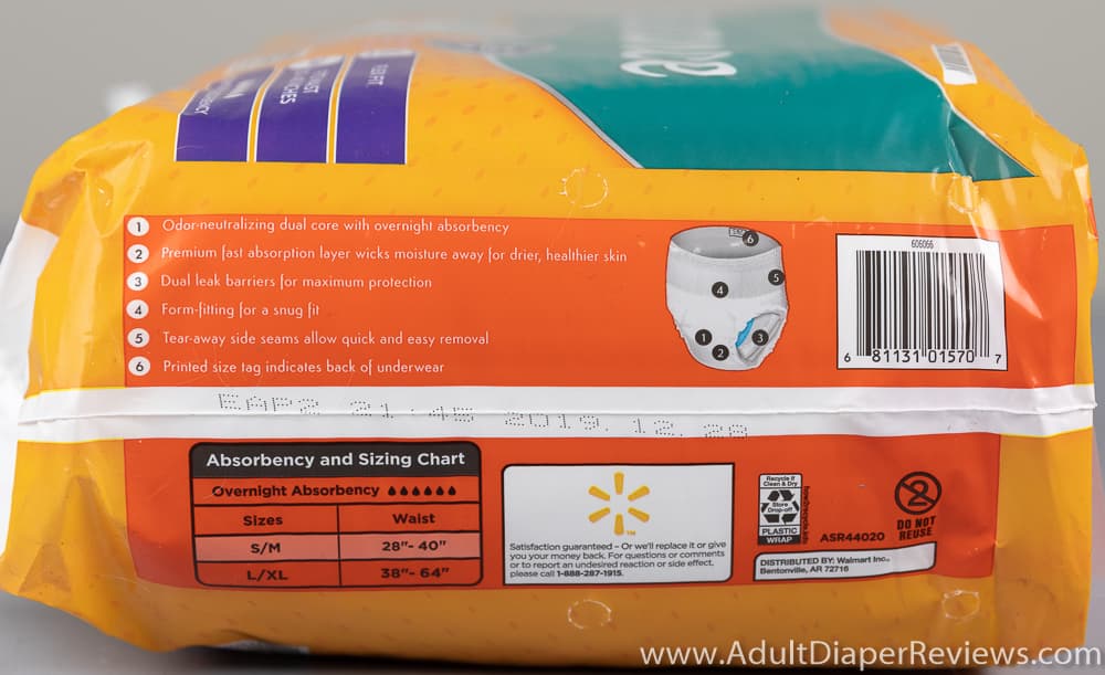 Equate Assurance Underwear Bag Right With UPC