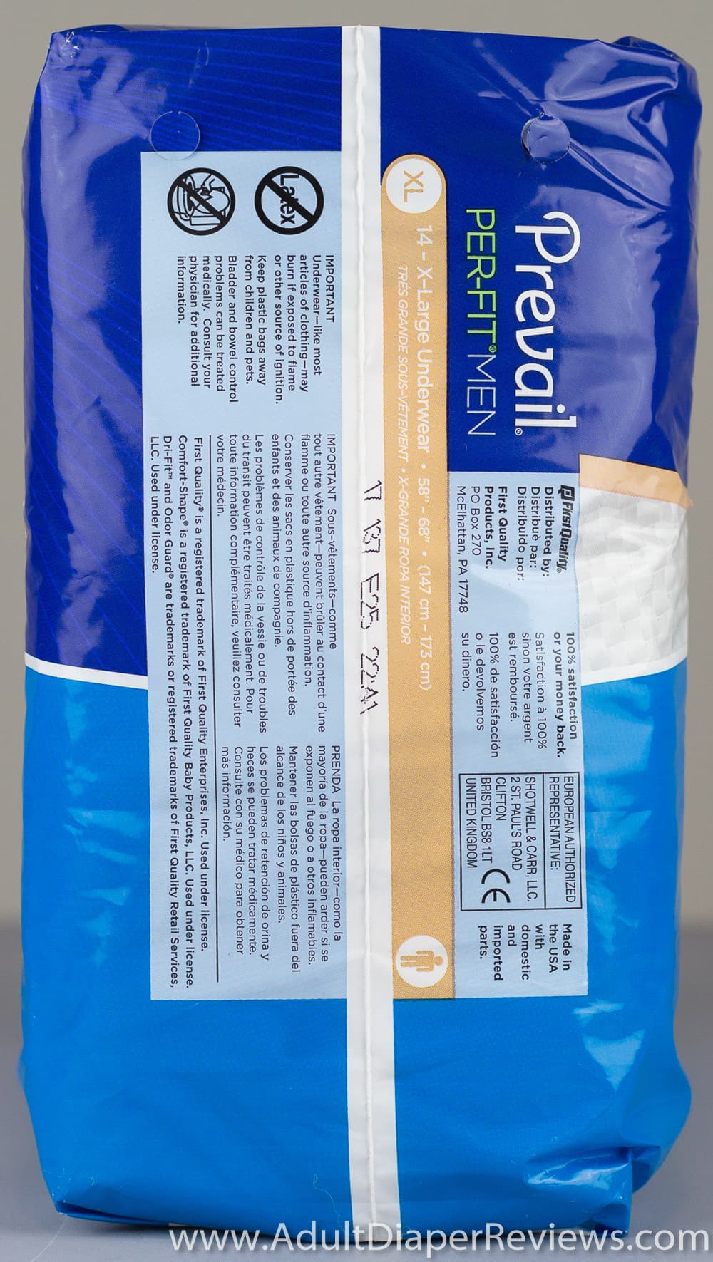 Prevail Per-fit Underwear Men Extra Large Bag Left